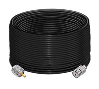 TUOLNK Câble UHF PL259 RG58 65,6ft (20M) PL259 SO239 Câble d'extension mâle à femelle Câble coaxial CB à faible perte Noir pour radio bidirectionnelle Radio CB Dispositifs LAN sans fil