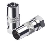 TUOLNK Connecteur d'Antenne TV F Mâle vers Femelle - Adaptateur pour Câbles d'Antenne et Satellite - 9.5TV Femelle vers Coaxial Mâle Type F - 2 Pièces