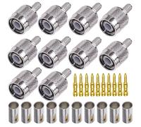 TUOLNK Connecteur mâle TNC Connecteur à sertir mâle TNC pour câble coaxial RG58 RG142 Connecteur à souder de Type TNC 10 Pack