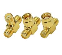 TUOLNK Connecteur répartiteur SMA SMA/RP-SMA mâle vers Double SMA/RP-SMA Femelle RF Adaptateur Triple té polarité inversée connecteur SMA 3 Voies Paquet de 3
