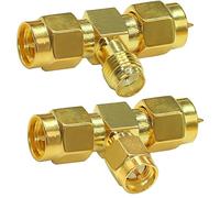 TUOLNK Connecteur séparateur SMA SMA mâle vers Double SMA mâle Adaptateur Triple té SMA Femelle vers Double SMA mâle 3 Voies RF connecteur coaxial Convertisseur d'antenne Paquet de 2