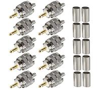 TUOLNK Connecteur SO239 Paquet de 10 PL259 Fiche mâle Adaptateur coaxial à sertir SO239 PL-259 Connecteur RF pour RG58 RG142 Compatible avec l'antenne Radio CB Ham