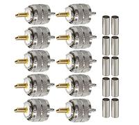 TUOLNK Connecteur UHF 10 Pack PL259 Fiche mâle à sertir Adaptateur coaxial SO239 PL-259 Connecteur RF pour RG58 RG214 Compatible avec l'antenne radio CB Ham