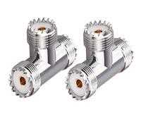 TUOLNK Connecteur UHF Triple Tee UHF Femelle à Double UHF Femelle Splitter 3 Voies Adaptateur Coax PL259 SO239 T Shape Adapter pour Ham Radio CB Antenne 2 Pack