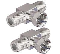 TUOLNK F Splitter Connecteur 3 Voies F Mâle à Double F Femelle Connecteur Triple T-Shape Adaptateur pour TV Vidéo VCR Antenne F Connecteur Combiner 2Pack