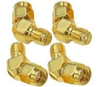 TUOLNK Kit adaptateur SMA 45 degrés SMA mâle/femelle vers RP SMA femelle/mâle Kit de connecteur coudé pour câble d'extension d'antenne LTE Connecteur coaxial RF à faible perte plaqué or 4 types