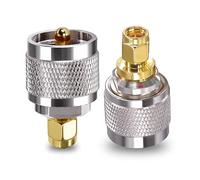 TUOLNK Lot de 2 adaptateurs SMA vers PL259 en cuivre pur, plaqué nickel, 50 Ohm, faible perte, or et argent