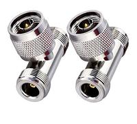 TUOLNK Lot de 2 connecteurs mâles de Type N à Double 2 connecteurs en té Femelles de Type N Adaptateur coaxial de Type N Répartiteur à 3 Voies en Forme de T pour câble d'extension Triple de Type T