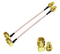 TUOLNK Pack de 2 Câbles SMA Femelle vers Mâle Angle Droit 6 Pouces - Coaxial RF RG316 Pigtail d'Extension d'Antenne