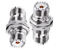 TUOLNK PL-259 Connecteur de cloison UHF Femelle à UHF Femelle Adaptateur coaxial SO239 à SO239 écrou cloison Montage sur Panneau Adaptateur coaxial pour Radio CB 2 pièces