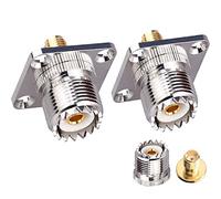 TUOLNK SMA Femelle vers UHF Femelle Jack Panneau Montage sur Châssis Adaptateur Coax RF SO239 PL259 vers SMA 4 Trous Bride Montage sur Panneau 2 Pack