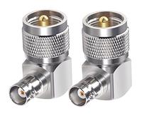 TUOLNK UHF mâle vers BNC Femelle connecteur à Angle Droit UHF PL259 mâle vers BNC Femelle coude 90 degrés en Forme de L Adaptateur coaxial RF pour câble d'extension 2 pièces