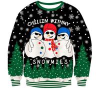 TUONROAD Pull de Noël Femme Homme Renne Hiver Pullover Tricoté Molletonnés Joyeux Noël Sweat Casual Top Chandail XL