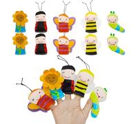 TUONYIS 10 Pièces Marionnettes à Doigt Jouets en Peluche à Doigts Marionnette à Doigt Animaux Multicolores Marionnettes Jouets Poupées Marionnettes à Doigts Set pour Conter des Histoires (Coloré)