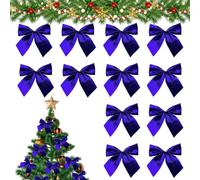 TUONYIS 12 Pièces Noeud de Ruban de Noël Arcs de Noël Arcs de Noël Pailletés Petits Noeuds de Noël Decoration de Noël Ruban Nœuds Papillons Ornements Décorations d'arbres (Bleu Marine)