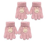 TUONYIS 2 pairesGants Hiver pour Enfant Gants Chauds pour Enfants Gants Tricotés d'Enfants Gants Chaud Plein-doigts Tricotés Gants en Pleins Doigts pour Garçon Fille 1-3 Ans, Taille unique (Rose)