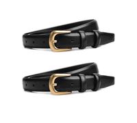 TUONYIS 2 Pièces Ceintures en Cuir PU, Ceintures en Cuir pour Pantalons Jeans, Ceinture Noire pour Femmes et Hommes Ceinture Réglable avec Boucle Dorée pour Jeans Pantalons Robes (Noir) (Noir)