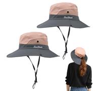 TUONYIS 2 Pièces Chapeau Soleil Chapeaus Soleil Outdoor Summer Chapeau avec Trou de Queue de Cheval,56-58 cm de Largeur Brim Pliable Cap,pour Femmes Hommes pour Randonnée Extérieure(Rose)