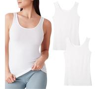 TUONYIS 2 Pièces Debardeur Femme Coupe Cintrée Femme Débardeur Femme Ample Col Rond Débardeur en Coupe Cintrée Femme Cotelee Hauts Mode Top sans Manches ete Top Debardeur Blanc Femme Caraco Femme