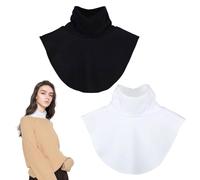 TUONYIS 2 Pièces écharpes à Col Roulé pour Femme Faux Col Détachable Femme Faux Col Roulé Faux Col Chaud Hiver Demi Faux Col Roulé Pour Vêtements Formels Chemisiers Pulls (Noir, Blanc)