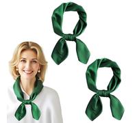 TUONYIS 2 Pièces Foulard Carré Carré de Cou, Bandeau, Foulard Rétro pour Cheveux, Femmes Filles écharpe Col, Doux et Léger, Mouchoir Vintage Ruban pour Femmes, 70x70cm (Vert)