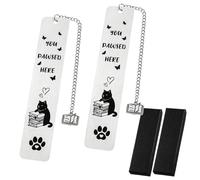 TUONYIS 2 Pièces Marque-pages en Métal Marque-Page Cat Chat Bookmark avec chaîne Marque-Pages en Acier Inoxydable Chat Mignon Bookmark Marque Page pour les Amateurs de Livres (Argent)