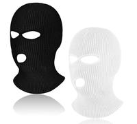 TUONYIS 2 Pièces Masque de Ski Cagoule, Masque de Ski Thermique, Cagoule pour Homme et Femme, Cagoule de d'hiver, Cagoule de Sport en Tricot à 3 Trous, Cagoule de Vélo Moto, pour Sports de Plein Air