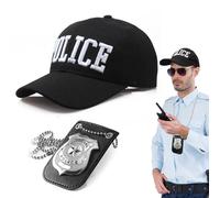 TUONYIS 2 Pièces Police Equipement Accessoires Police Swat Déguisement de Policier Ensemble de Jeu de Rôle de Police Avec Chapeau de Policier Insigne de Police pour Halloween Party Costume Dress up