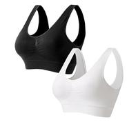 TUONYIS 2 Pièces Soutiens-Gorges de Sport pour Femme Soutien Gorge de sans Couture Sport Yoga Sans Armature avec Coussinets Amovibles,Brassiere Sports Femme Confortable pour Fitness Yoga (Noir, Blanc)