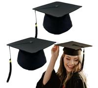 TUONYIS 2 Pièces Toque Diplome Chapeau de Diplomé Unisexe,Toque Diplome Adulte, Chapeau d'étudiant Réglable, pour Graduation Université Lycée, les Fêtes de Remise des Diplômes (Noir)
