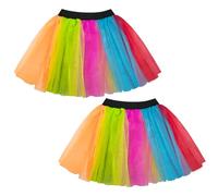 TUONYIS 2 Pièces Tutu Néon des années 80, Jupe Tutu Femme 3 Couches Tulle, Disco Costume Vetement Fête Néon Tutu Fluo, Jupe Tulle des années 1980, Halloween Carnaval Costume De Fête (Arc-en-Ciel)