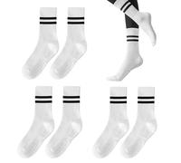 TUONYIS 3 Paires Antiderapant Yoga Chaussettes, Chaussettes Pilates Femmes, Chaussettes Grip en Coton, Chaussette de Sport Antidérapante pour Femme, Pour Barre, Danse, Pilates, Aptitude (Blanc)