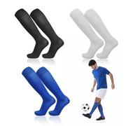 TUONYIS 3 Paires Chaussettes de football, respirant et absorbant la sueur, Chaussettes de Sport Longues Respirantes Chaussettes D'entraînement pour Entraînement au Football EU 39-44 (Multicolore)