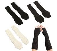 TUONYIS 3 Paires Femme De Gants Sans Doigts Tricotés, Mitaines Demi Doigts, Extensible Tricotés Gants Chauds d'Hiver, Mitaines D'hiver sans Doigts en Tricot, pour Conduite Outdoor Sport (3 Couleurs)