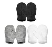 TUONYIS 3 Paires Gants d'Hiver Tricotés d'Enfants, Gants d'enfants Mitaines Extensibles Mitaines Magiques Moufle Bebe pour Enfants Garçons Filles 1-4 Ans (3 Couleurs) (3 Couleurs)