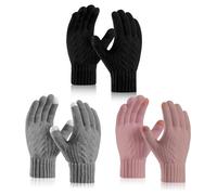TUONYIS 3 Paires Gants Hiver Femme Tactiles Chaud, Douce Gants Tricotés, Double Couche Elastique Gants, avec Doublure, pour Ski Vélo Conduite Outdoor Sport, Activités De Loisirs (Multicolore)