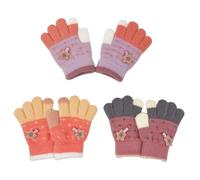 TUONYIS 3 Paires Gants Tricotés Magiques pour Enfants, Gants Chauds et Doux Colorés, Mitaines à Doigts Complets avec Motif D'étoile pour Garçons et Filles pour un Usage Quotidien en Hiver(Multicolore)