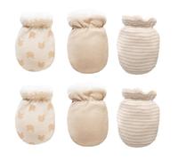 TUONYIS 3 Paires Moufle Bebe Naissance, Gants en Coton Mitaines Bébé Nouveau-né Gants Tout Petits, Bébé Mitaines Doublées en Laine pour Nouveau-Né Bébé Garçons Filles 0-12 Mois (Brun) (Brun)