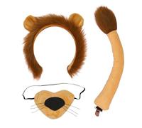 TUONYIS 3 Pièces Déguisement de Lion Animal Set,Nez de Coubant de la Bande d'oreille Animale en Peluche,Simulation de Jeu de Fantaisie pour le Carnaval Adulte du Carnaval Cosplay Halloween(3 PCS)