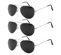 TUONYIS 3 Pièces Lunette Soleil Enfant, Protection UV400 Pilote Lunettes de Soleil pour Enfant, Trendy Métal Lunettes pour Enfants pour 4-11 Ans Garçon et Fille (Noir)