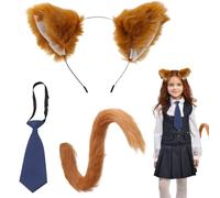 TUONYIS 3 Pièces Renard Déguisement Animal Chat Déguisement pour Enfants Adultes Déguisement Renard Renard Cosplay Set en Peluche Renard Animaux Déguisement pour Halloween Carnaval Noël Fête Cosplay