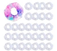 TUONYIS 30 Pièces Chouchous pour Cheveux Blancs pour Tie-Dye, Chouchous pour Cheveux en Satin pour Filles, Bandes de Cheveux Cercle Gros Intestin, Chouchous Élastiques DIY pour Cheveux Bouclés (Blanc)