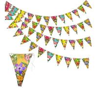 TUONYIS 4 Pack Hawaïen Bruant Bannière Hawaiian Bunting Totalement 12 Mètres, Luau Party Tropicale Fête Bruant Tropical Party Bunting Our la Décoration de Fête Hawaïenne sur la Plage en Été (12m)