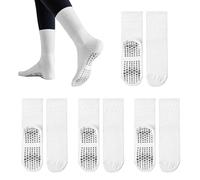 TUONYIS 4 Paires Antiderapant Yoga Chaussettes, Chaussettes Pilates en Coton, Chaussettes Grip Femmes, Chaussette de Sport Antidérapante pour Femme, Pour Barre, Danse, Rugby, Trekking, Aptitude(Blanc)