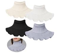 TUONYIS 4 Pièces Faux Col Roulé Faux Col Détachable Col Faux Col écharpe Amovible Faux Col Femme Volants Couleur Unie Faux Col Faux Collier pour Dames Filles, Taille unique (4 Couleurs)