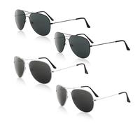 TUONYIS 4 Pièces Lunette Soleil Aviateur Pilote Lunettes de Soleil Polarisées pour Hommes et Femmes,UV400 Protection Monture en Métal Lunette Soleil pour Cosplay Conduite Pêche Sports(Noir, Argent)