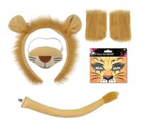 TUONYIS 5 Pièces Déguisement de Lion Bandeau de Cheveux Gants de Nez Gants de Queue,Kit d'accessoires de Costume de Lion pour Enfants Carnaval Scène Cosplay Noël Anniversaire Halloween(Orange)