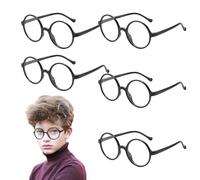 TUONYIS 5 Pièces Lunettes de Magicien pour Enfants Lunettes à Monture Ronde, Lunettes Rétro Hippie, Lunettes de Père Noël, Wizarding Sorcier Accessoire, pour Halloween, Cosplay, Carnaval, Fête