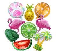 TUONYIS 9Pièces Ballons Fête Hawaïenne Ballons de Baudruche Hawaïens Tropical Style,Flamant Rose Palmier Feuilles de Philodendron Orange Pastèque Citron Ananas doré pour Aloha Piscine Plage Thème Fête