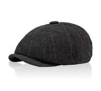 TUONYIS Casquette Beret Gavroche Homme Casquette,Souples Réglable Beret Plate Baker Hat,Herringbone Tweed Chapeau Newsboy Cap Flat Caps Hommes et Femmes (FR/ES, Numérique, 56, 61, Noir)